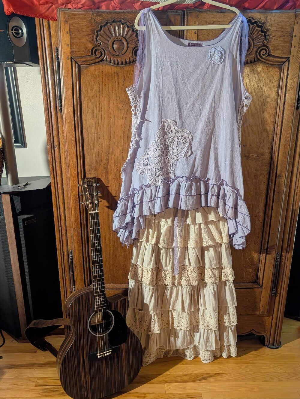 Lavender Cotton Voile Ruffled Tank Top
